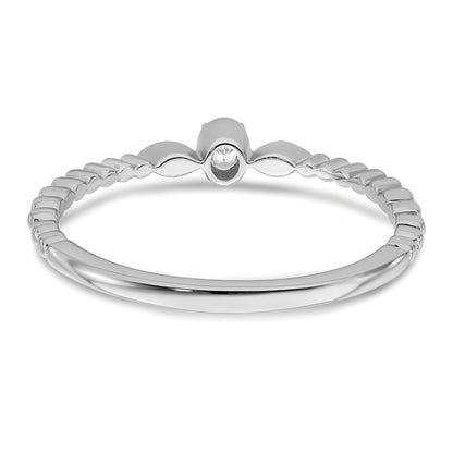 0.10ct. CZ Solid Real 14k White Polish Scalloped Wedding Band Ring Petite Oval Complete Dia Ring