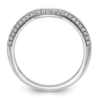 0.10ct. CZ Solid Real 14k White Polished Matching Wedding Wedding Band Ring