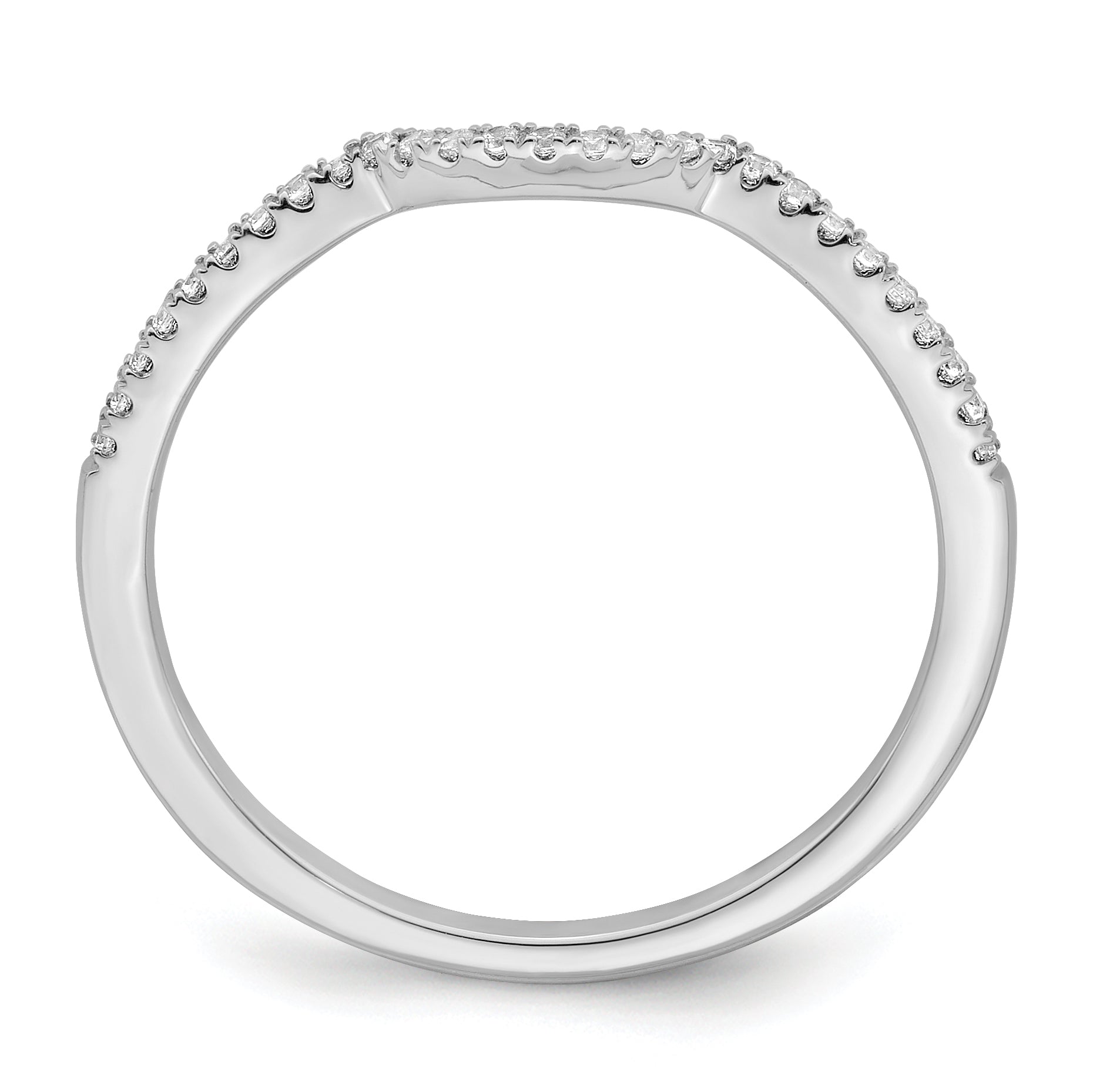 0.11ct. CZ Solid Real 14k White Polished Matching Wedding Wedding Band Ring