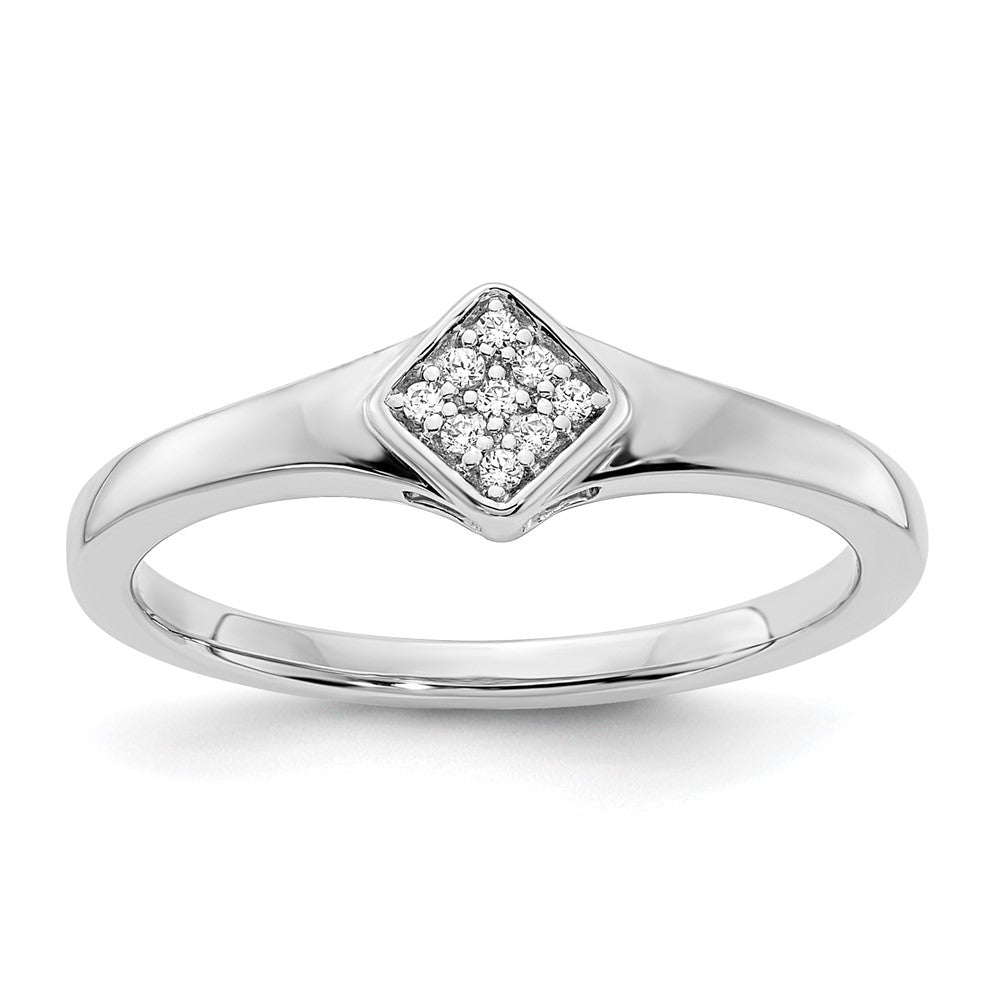 14k White Gold Polished Fancy Real Diamond Ring