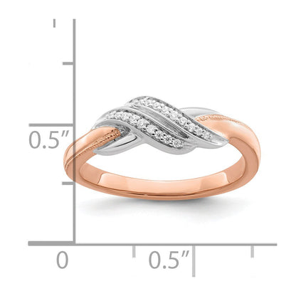14k Two-Tone Gold White u0026 Rose Polished Fancy Real Diamond Ring