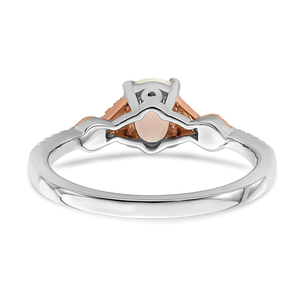 14k Two-Tone Gold Polished Oval Opal u0026 Real Diamond Ring
