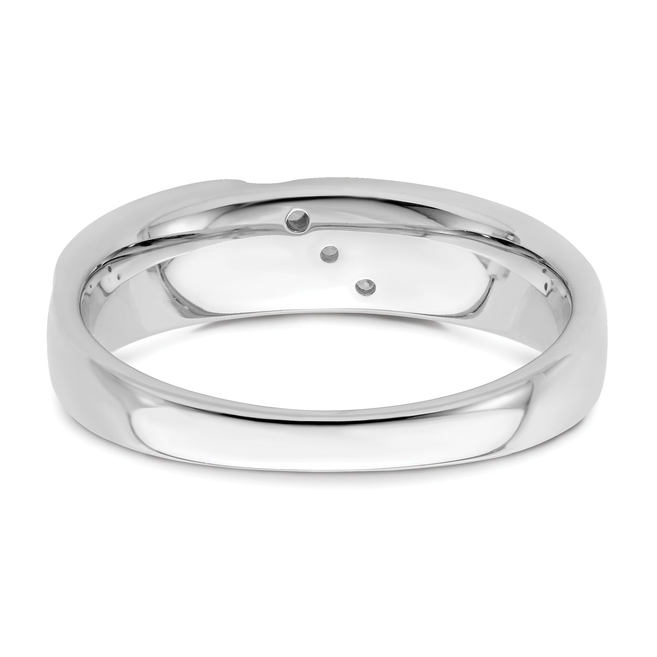 0.06ct. CZ Solid Real 14K White Gold Satin u0026 Polished Men's Wedding Band Ring