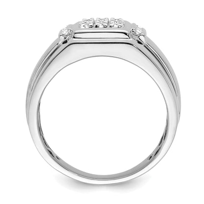 0.25ct. CZ Solid Real 14K White Gold Complete Cluster Men's Ring