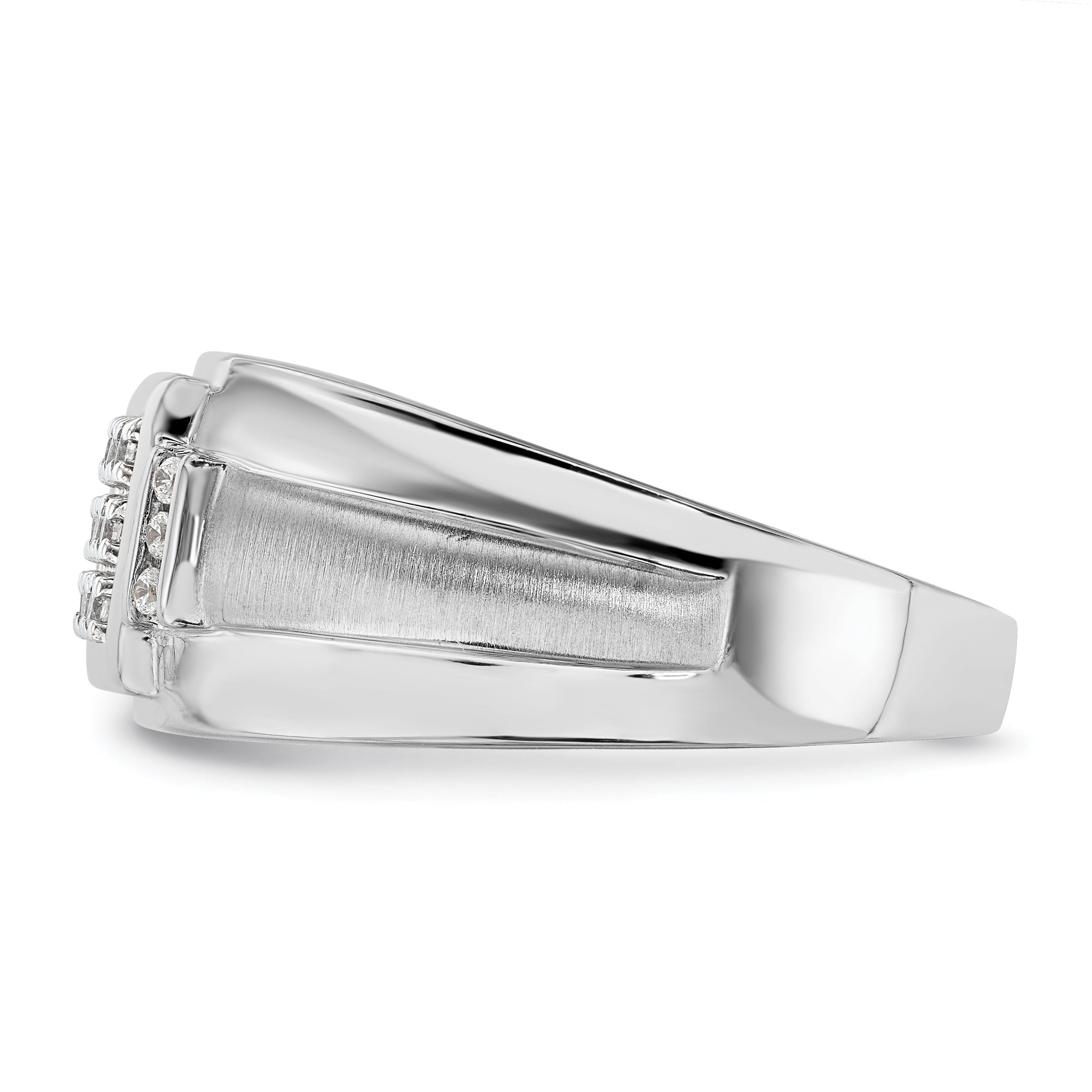 0.25ct. CZ Solid Real 14K White Gold Complete Cluster Men's Ring