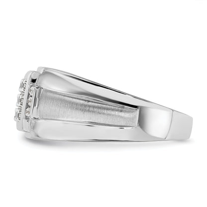 0.25ct. CZ Solid Real 14K White Gold Complete Cluster Men's Ring