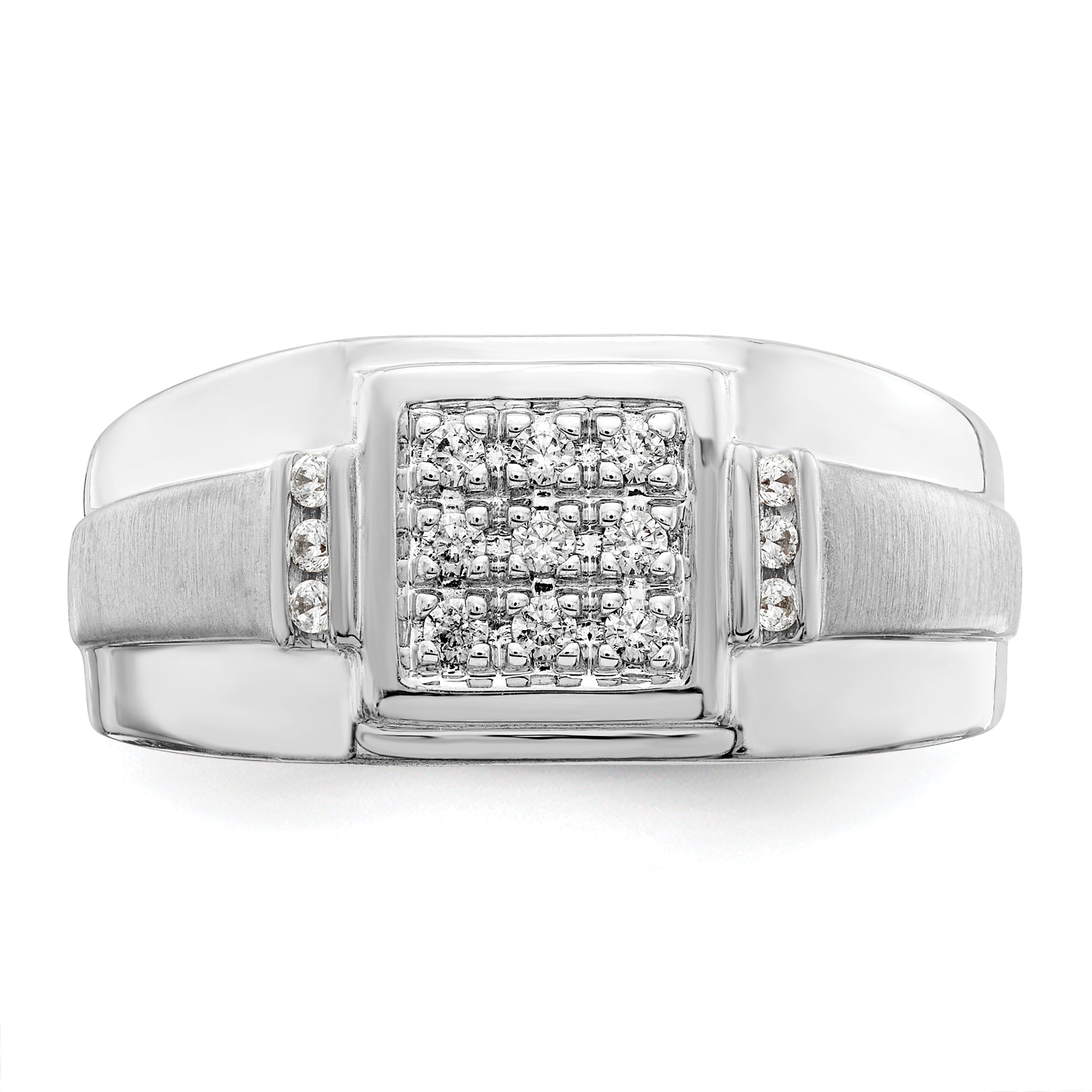 0.25ct. CZ Solid Real 14K White Gold Complete Cluster Men's Ring