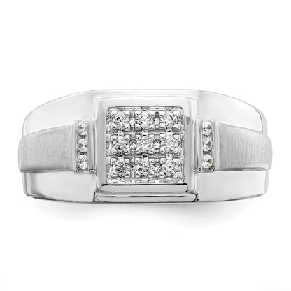 0.25ct. CZ Solid Real 14K White Gold Complete Cluster Men's Ring