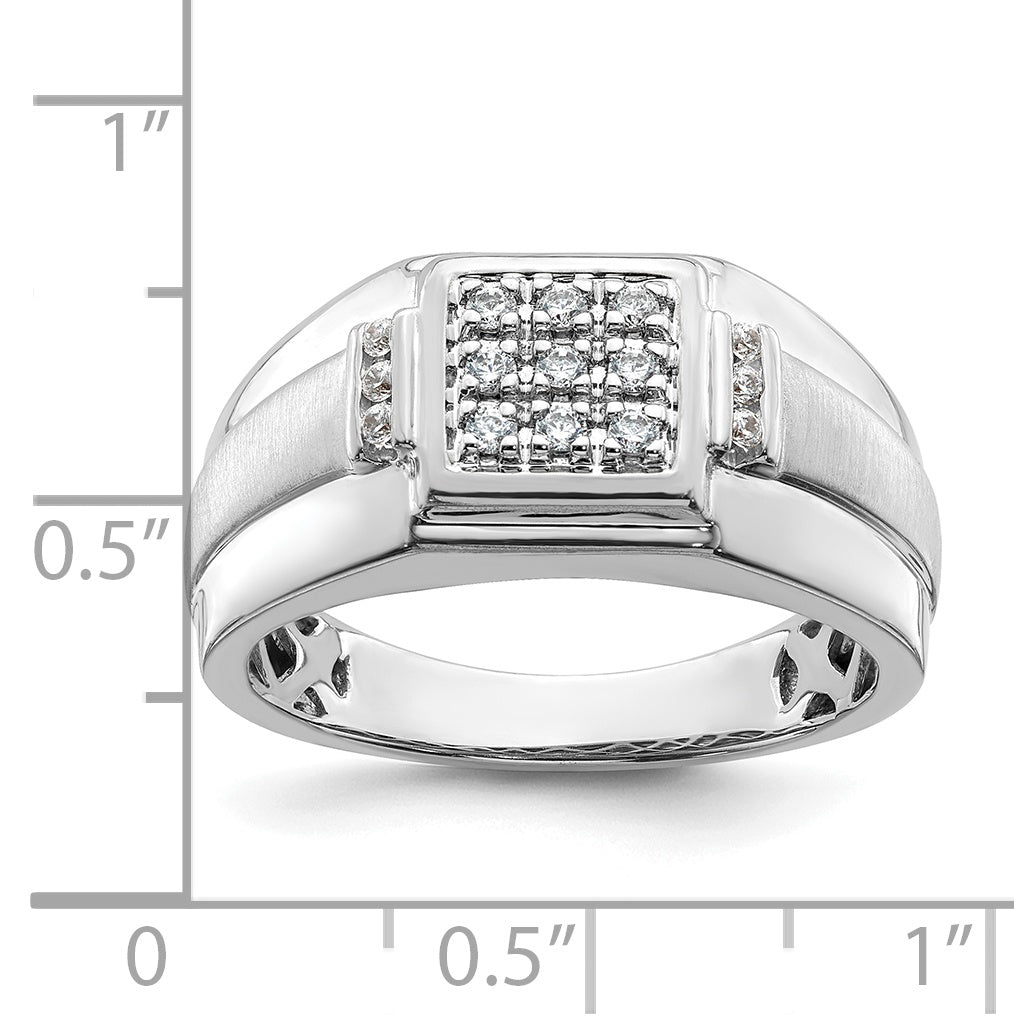 0.25ct. CZ Solid Real 14K White Gold Complete Cluster Men's Ring