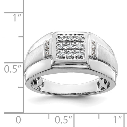 0.25ct. CZ Solid Real 14K White Gold Complete Cluster Men's Ring