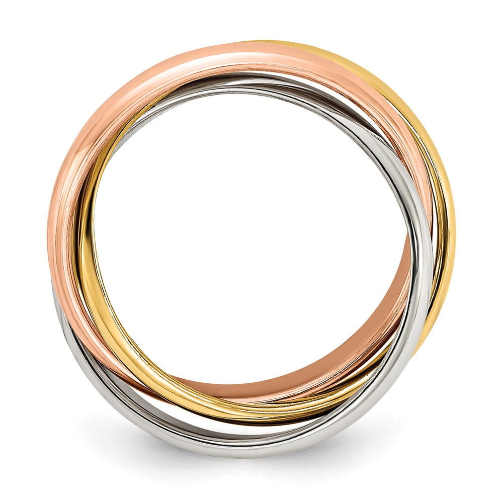 14k Tri-color Gold Polished Rolling Ring