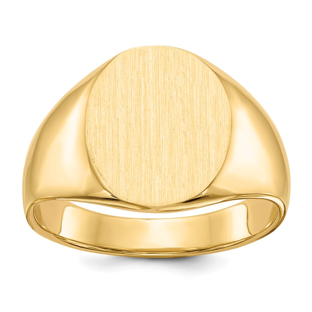 14K Yellow Gold 14.5x12.0mm Closed Back Men's Signet Ring
