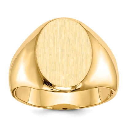 14K Yellow Gold 16.0x11.5mm Closed Back Men's Signet Ring