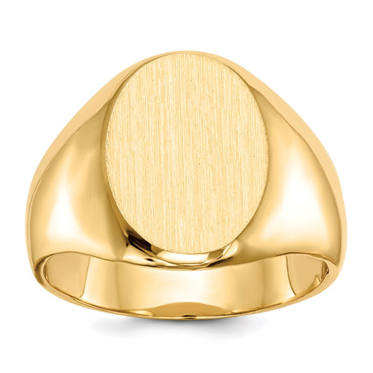 14K Yellow Gold 16.0x11.5mm Closed Back Men's Signet Ring