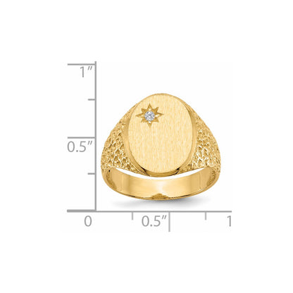 14K Yellow Gold 16.0x12.0mm Open Back A Real Diamond Men's Signet Ring