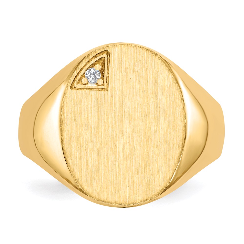 14K Yellow Gold 17.0x13.0mm Open Back A Real Diamond Men's Signet Ring