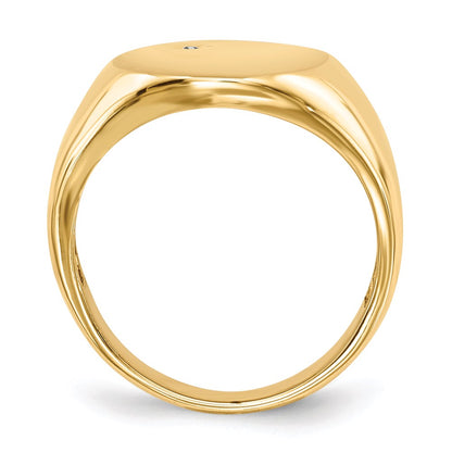 14K Yellow Gold 17.0x15.0mm Open Back VS Real Diamond Men's Signet Ring