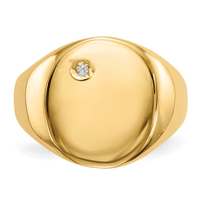 14K Yellow Gold 17.0x15.0mm Open Back VS Real Diamond Men's Signet Ring