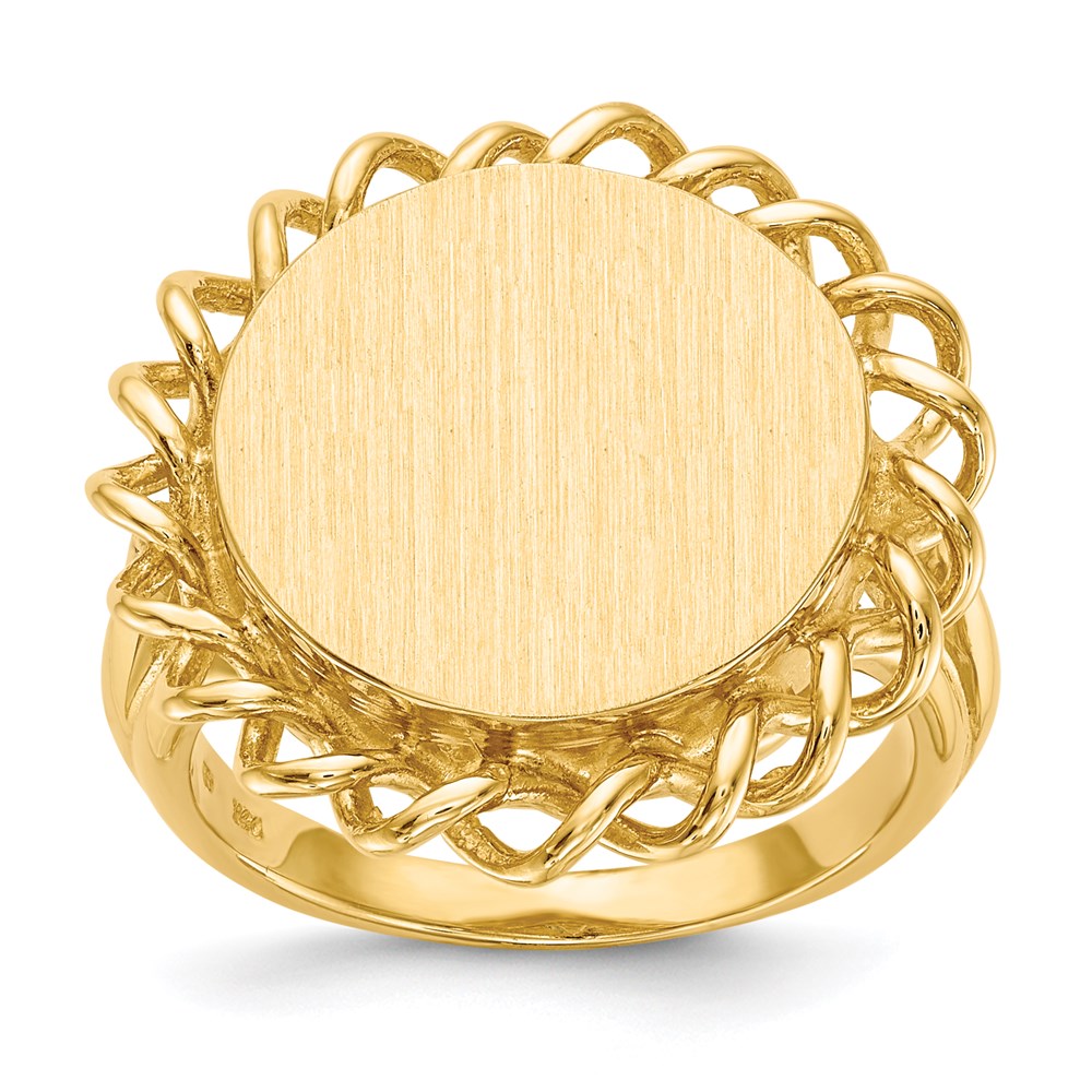 14K Yellow Gold 14.5x15.0mm Open Back Signet Ring