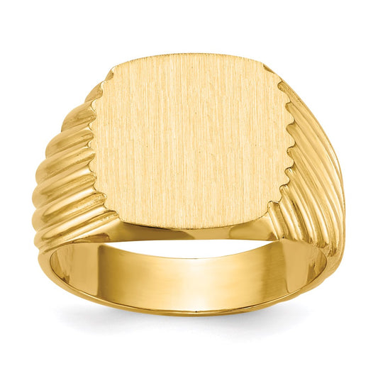 14K Yellow Gold 13.5x13.0mm Closed Back Men's Signet Ring