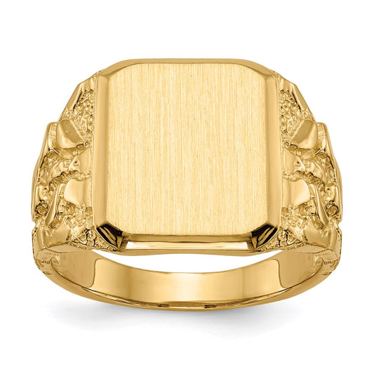 14K Yellow Gold 14 x 15 mm Open Back Men's Signet Ring