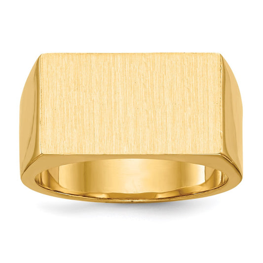 14K Yellow Gold 10.5x18.0mm Closed Back Men's Signet Ring