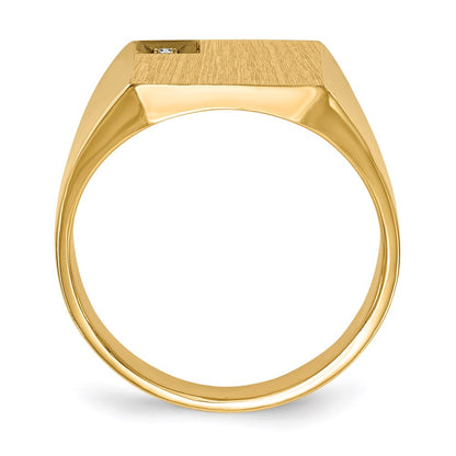 14K Yellow Gold 12.0x12.5mm Closed Back A Real Diamond Men's Signet Ring
