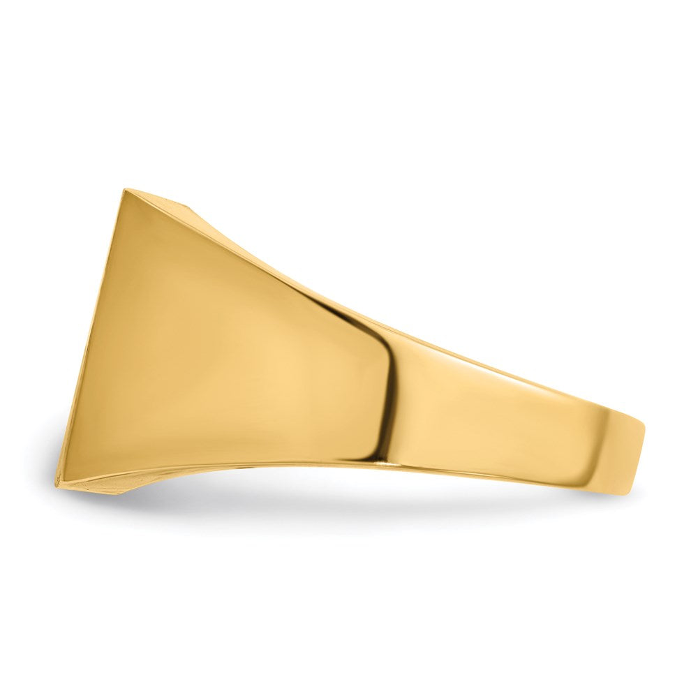 14K Yellow Gold 12.0x12.5mm Closed Back AA Real Diamond Men's Signet Ring