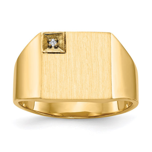 14K Yellow Gold 12.0x12.5mm Closed Back A Real Diamond Men's Signet Ring