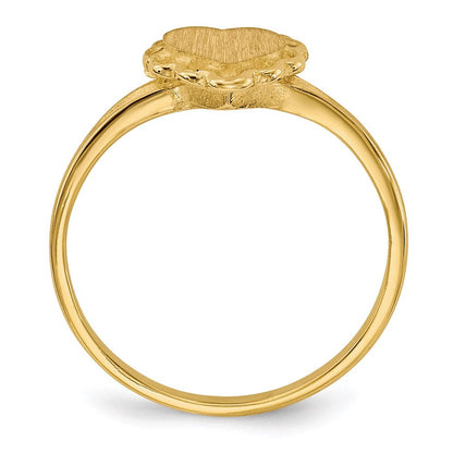 14K Yellow Gold 6.0x6.5mm Open Back Heart Signet Ring