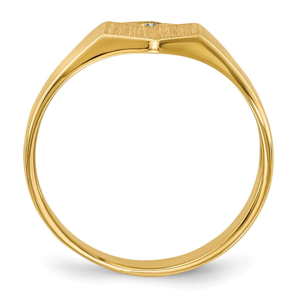 14K Yellow Gold AAA Real Diamond signet ring