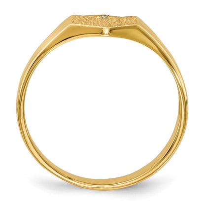 14K Yellow Gold AAA Real Diamond signet ring