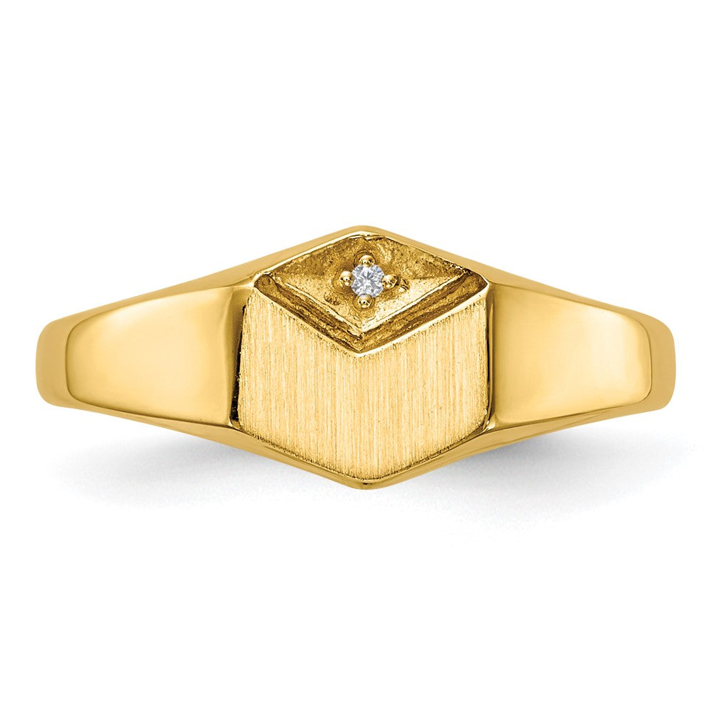 14K Yellow Gold AAA Real Diamond signet ring
