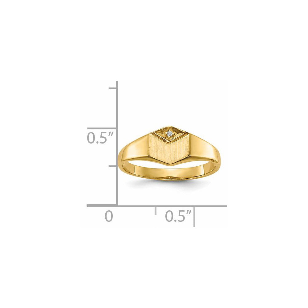 14K Yellow Gold AAA Real Diamond signet ring