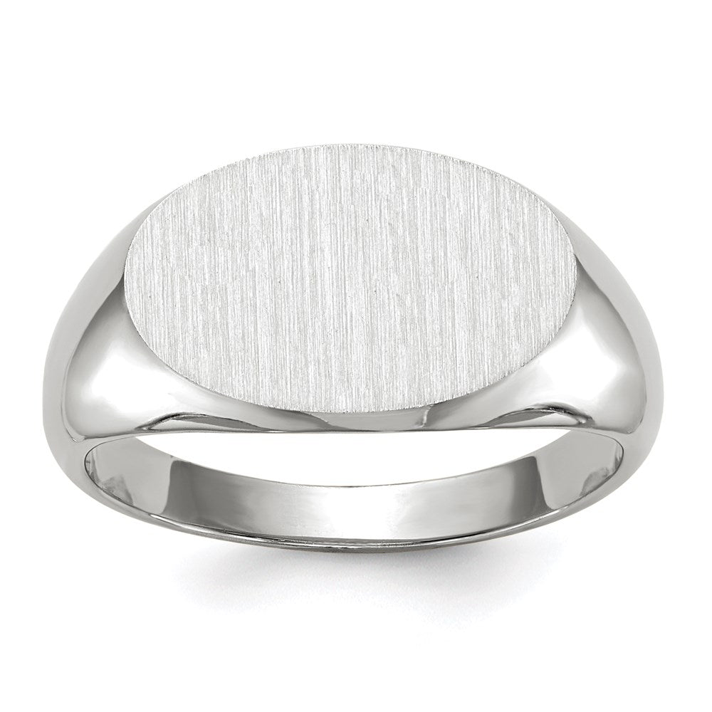 14k White Gold 11.0x16.5mm Closed Back Men's Signet Ring