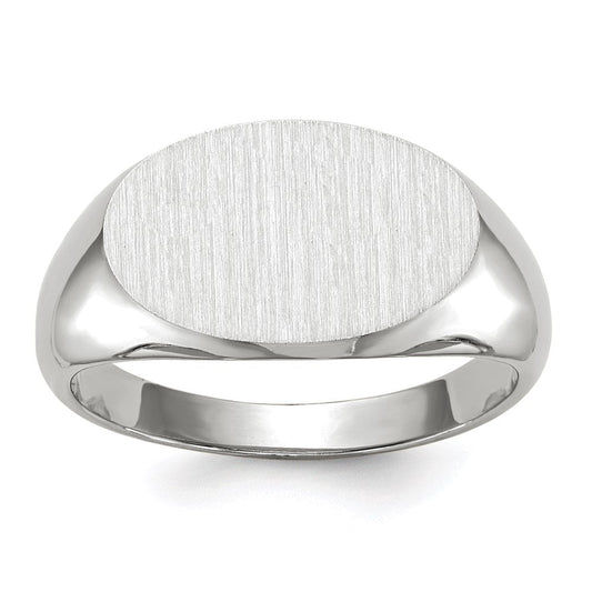14k White Gold 11.0x16.5mm Closed Back Men's Signet Ring