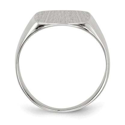 14k White Gold 12.5x13.5mm Closed Back Men's Signet Ring