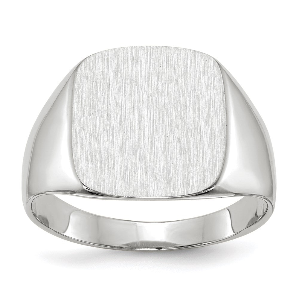 14k White Gold 12.5x13.5mm Closed Back Men's Signet Ring