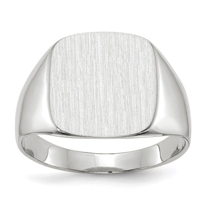 14k White Gold 12.5x13.5mm Closed Back Men's Signet Ring