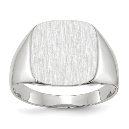 14k White Gold 12.5x13.5mm Closed Back Men's Signet Ring