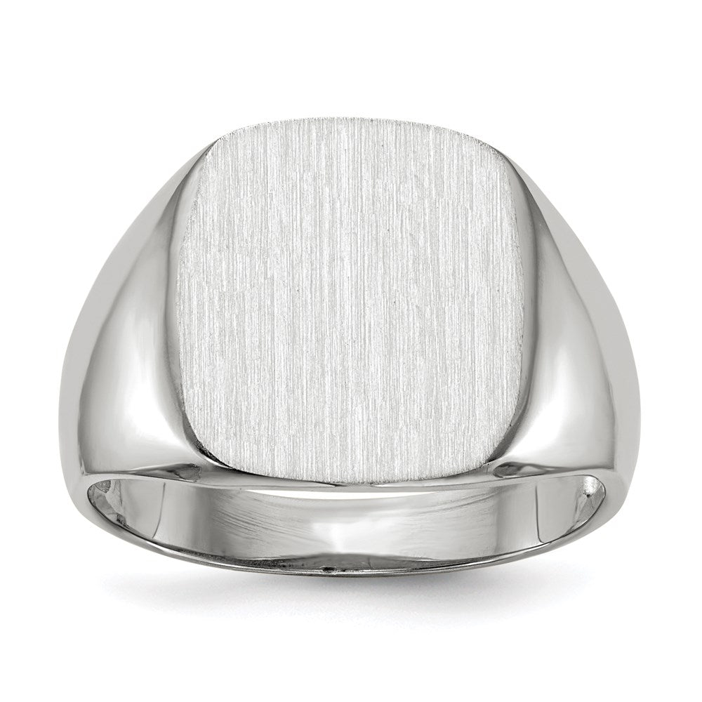 14k White Gold 14.5mm x 14.5mm Open Back Men's Signet Ring
