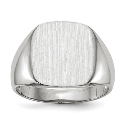 14k White Gold 14.5mm x 14.5mm Open Back Men's Signet Ring