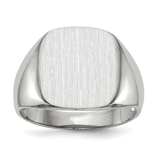 14k White Gold 14.5mm x 14.5mm Open Back Men's Signet Ring