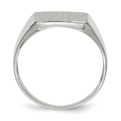 14k White Gold 13.5x13.0mm Open Back Satin Men's Signet Ring