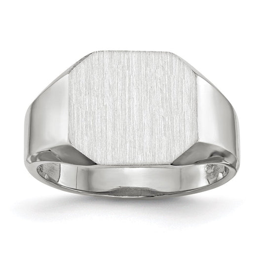 14K White Gold 11.0x10.5mm Closed Back Men's Signet Ring