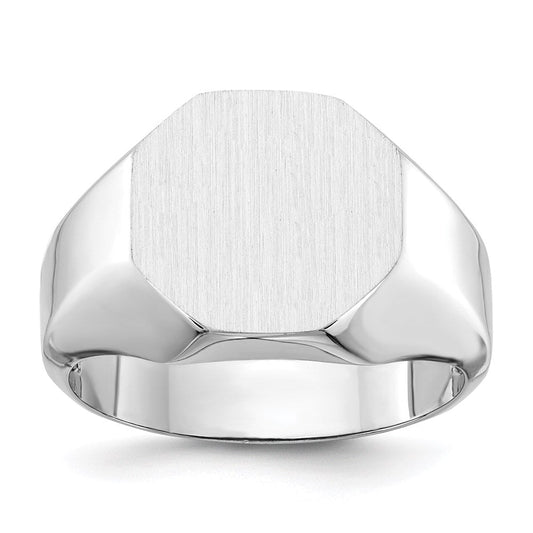 14k White Gold 13.5x14.0mm Open Back Men's Signet Ring