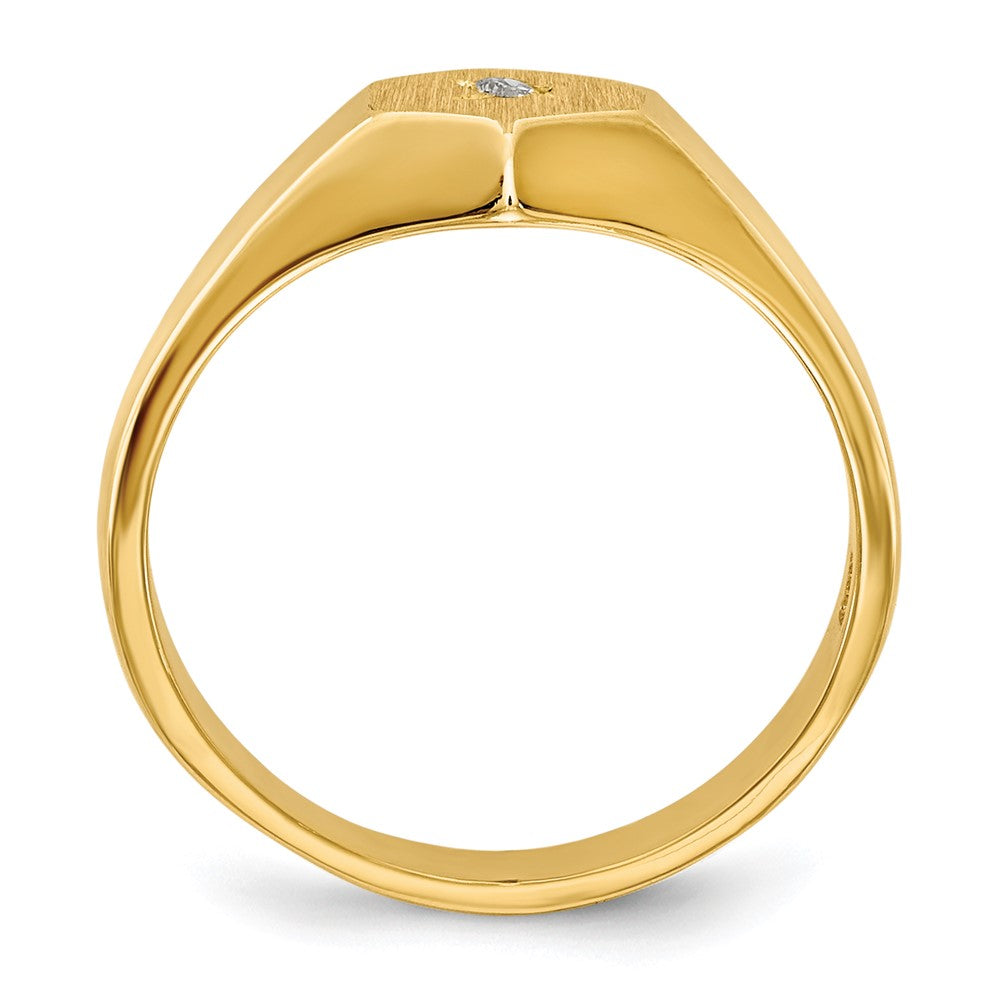 14k Yellow Gold Child's AA Diamond Open Back Signet Ring