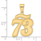 14k Yellow Gold Brushed Border Script Number 73 Pendant