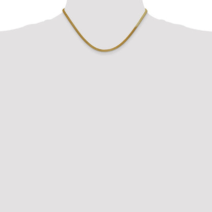 14K Yellow Gold 16 inch 3mm Silky Herringbone with Lobster Clasp Chain Necklace
