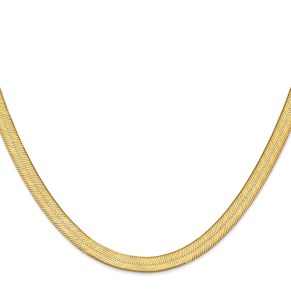 14K Yellow Gold 18 inch 6.5mm Silky Herringbone with Lobster Clasp Chain Necklace